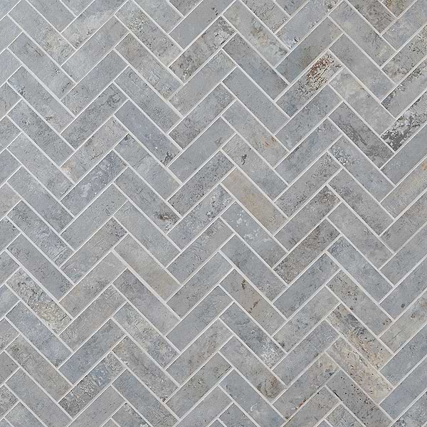 Artile Ocean Blue 1x4 Herringbone Matte Porcelain Mosaic Tile