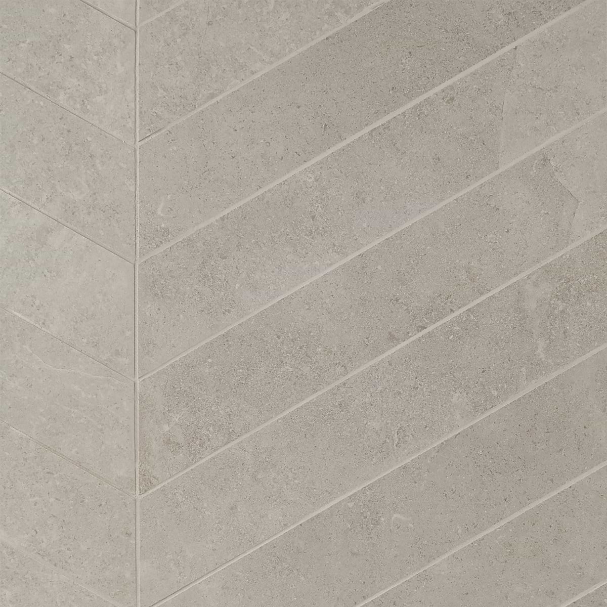 Ages Fumo Light Gray 4x21 Chevron Limestone Look Matte Porcelain Tile