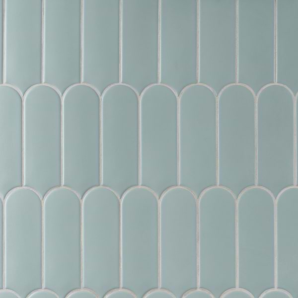 Fan Marine Blue 3x8 Fishscale Matte Ceramic Wall Tile