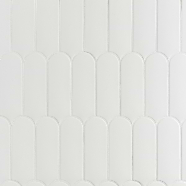 Fan White 3x8 Fishscale Glossy Ceramic Wall Tile