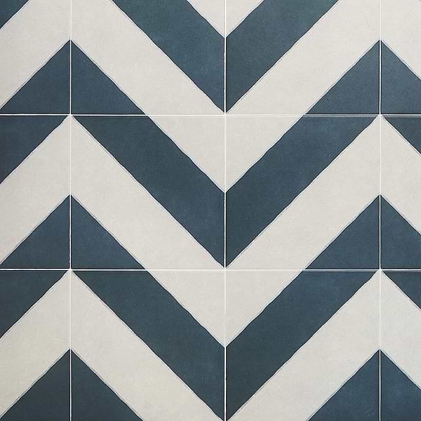 Artstract Diagonals Chevron Navy Blue 9x9 Matte Porcelain Tile