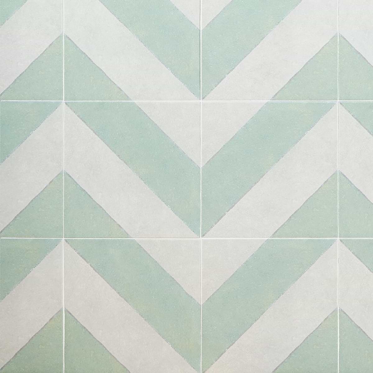 Artstract Diagonals Chevron Sage Green 9x9  Matte Porcelain Tile