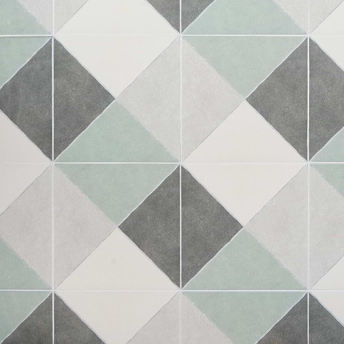 Artstract Diamond Plaid Sage Green Matte 9x9 Porcelain Tile