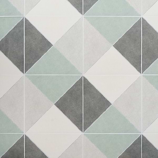Artstract Diamond Plaid Sage Green Matte 9x9 Porcelain Tile