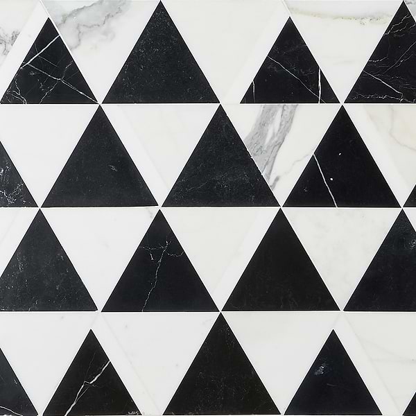 Tres Gris Nero Polished Marble Mosaic Tile