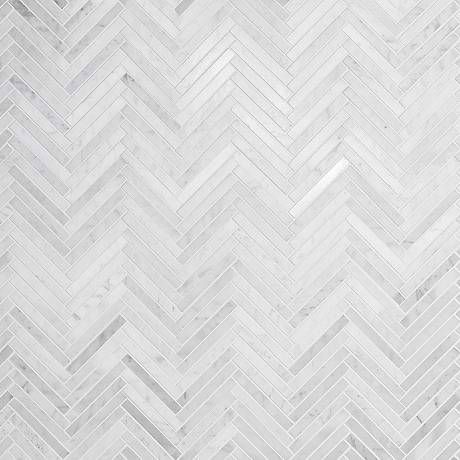 Carrara 1/2"x4" Herringbone Polished Marble Mosaic Tile Polished Marble