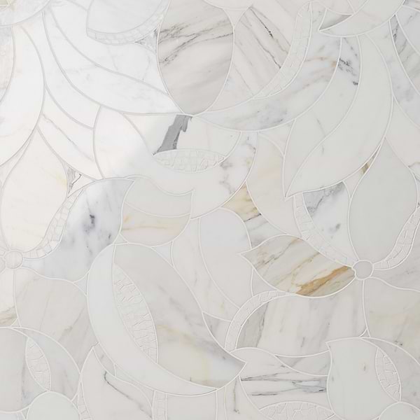 Kendall Calacatta Gold Polished Waterjet Marble Mosaic Tile