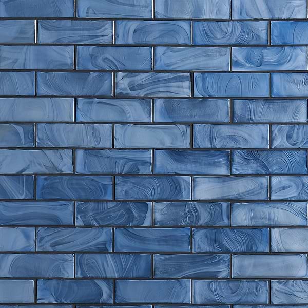 Kalifa Iridescent Sky Blue 2x6 Polished Glass Mosaic Tile