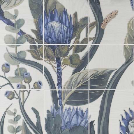 Angela Harris Florista Protea Leaves Mural 8x8 Matte Porcelain