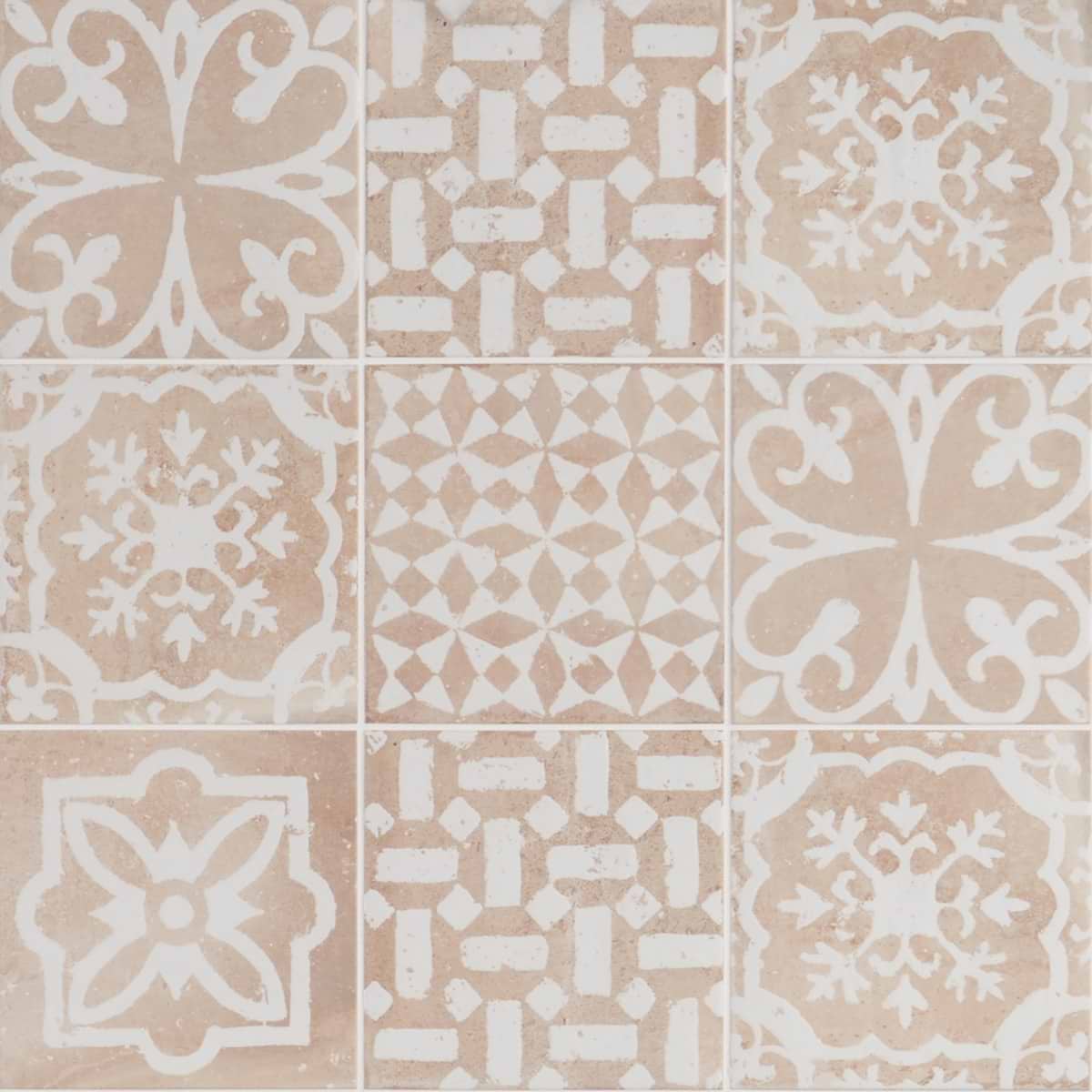 Angela Harris Messina Kasma Terra Crema Decor 8x8 Matte Porcelain 