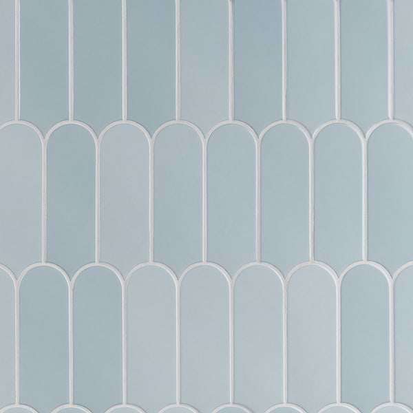 Fan Blue 3x8 Fishscale Mixed Finishes Ceramic Wall Tile