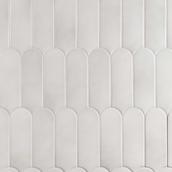 Fan Mist Gray 3x8 Fishscale Mixed Finishes Ceramic Wall Tile