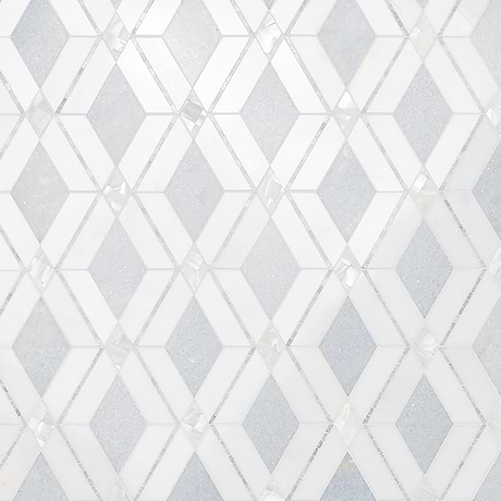 Elaine Azul Blue Celeste Polished Marble and Pearl Mosaic Tile