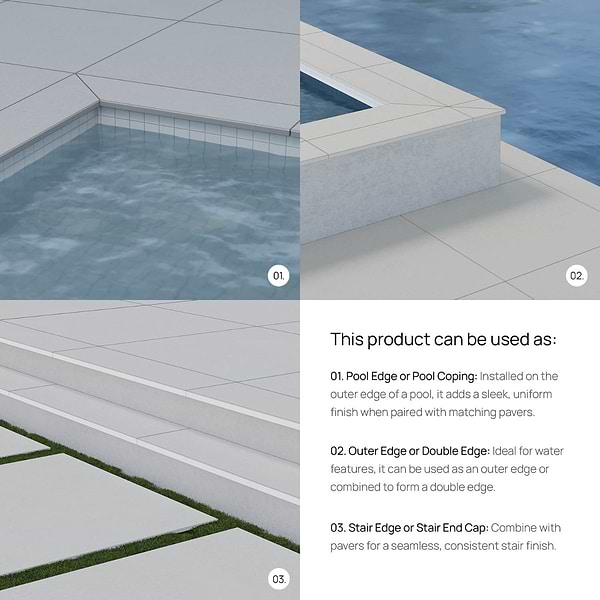 Motley Slate Gray 12x48 Limestone Look Matte Porcelain 2CM Pool Coping