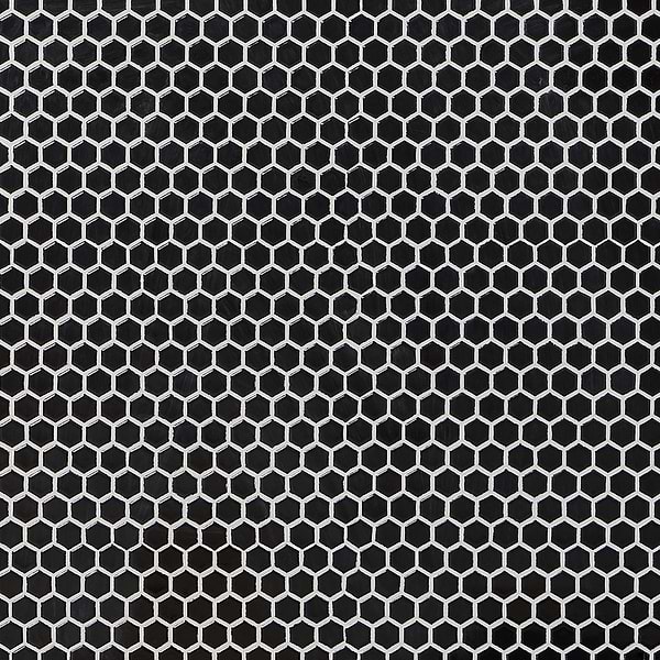 Simple 2.0 Solid Black 1" Hexagon Polished Porcelain Mosaic
