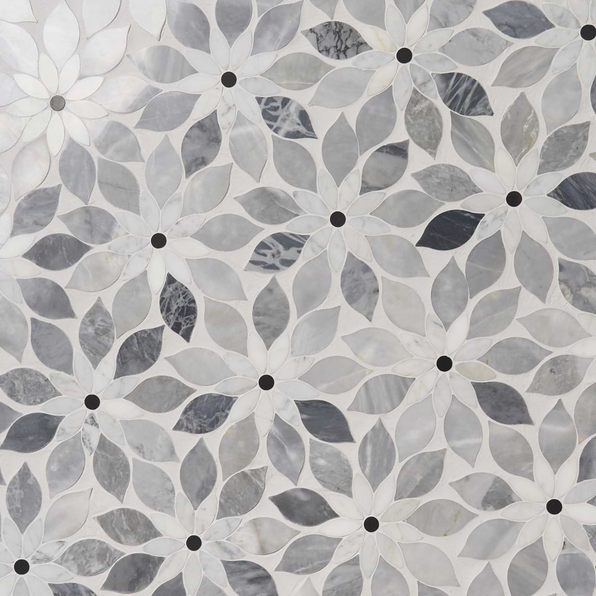 Shop MJ Rain Flower - Bardiglio Nouvelato, White Carrara with
