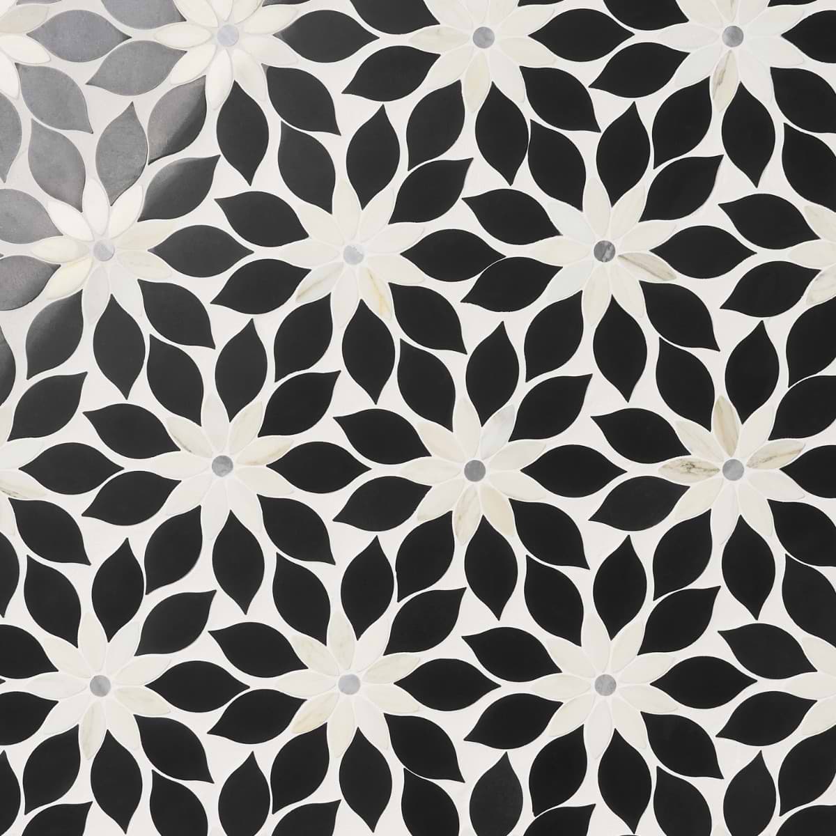 Shop MJ Rain Flower - Black Jade, Calacatta with Calacatta Dot