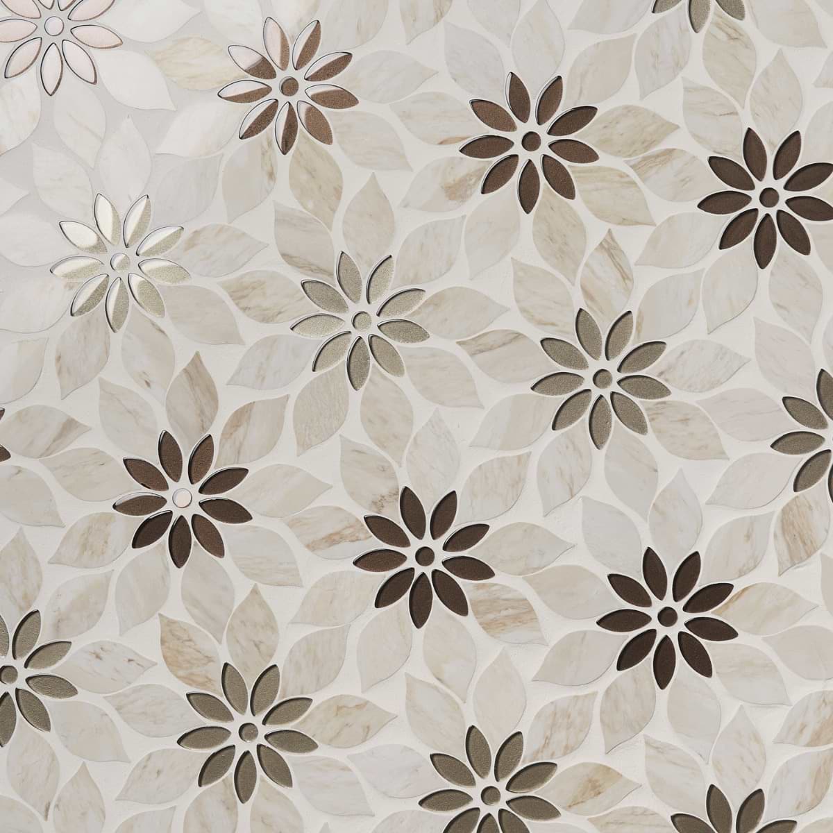 Shop MJ Rain Flower - Wooden Beige, Taupe & Beige Glass