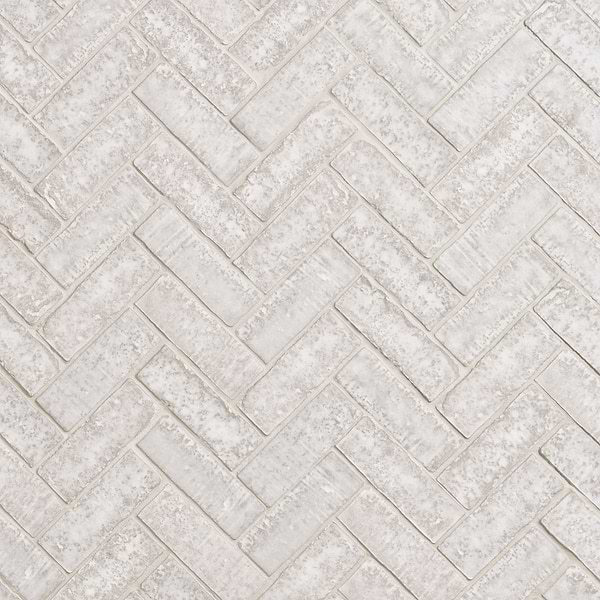Metroville Chalk White 1.5x4 Herringbone Matte Porcelain Mosaic