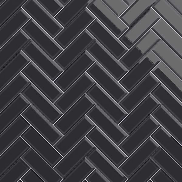 Beverly Black 4x12 Beveled Glossy Ceramic Subway Tile