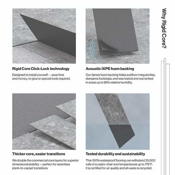 Norr LVT Gray 12x24 - 5.0mm/20mil Wear Layer - Rigid Core Click Matte Luxury Vinyl