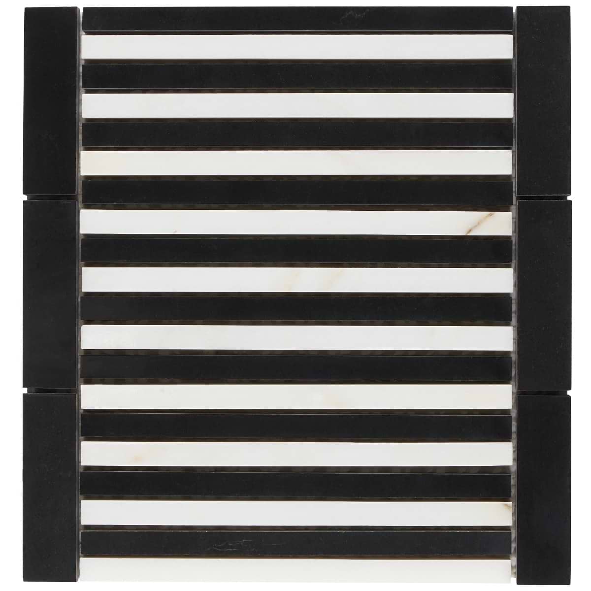 Avant Garde Linear Calacatta and Black Jade Polished Marble