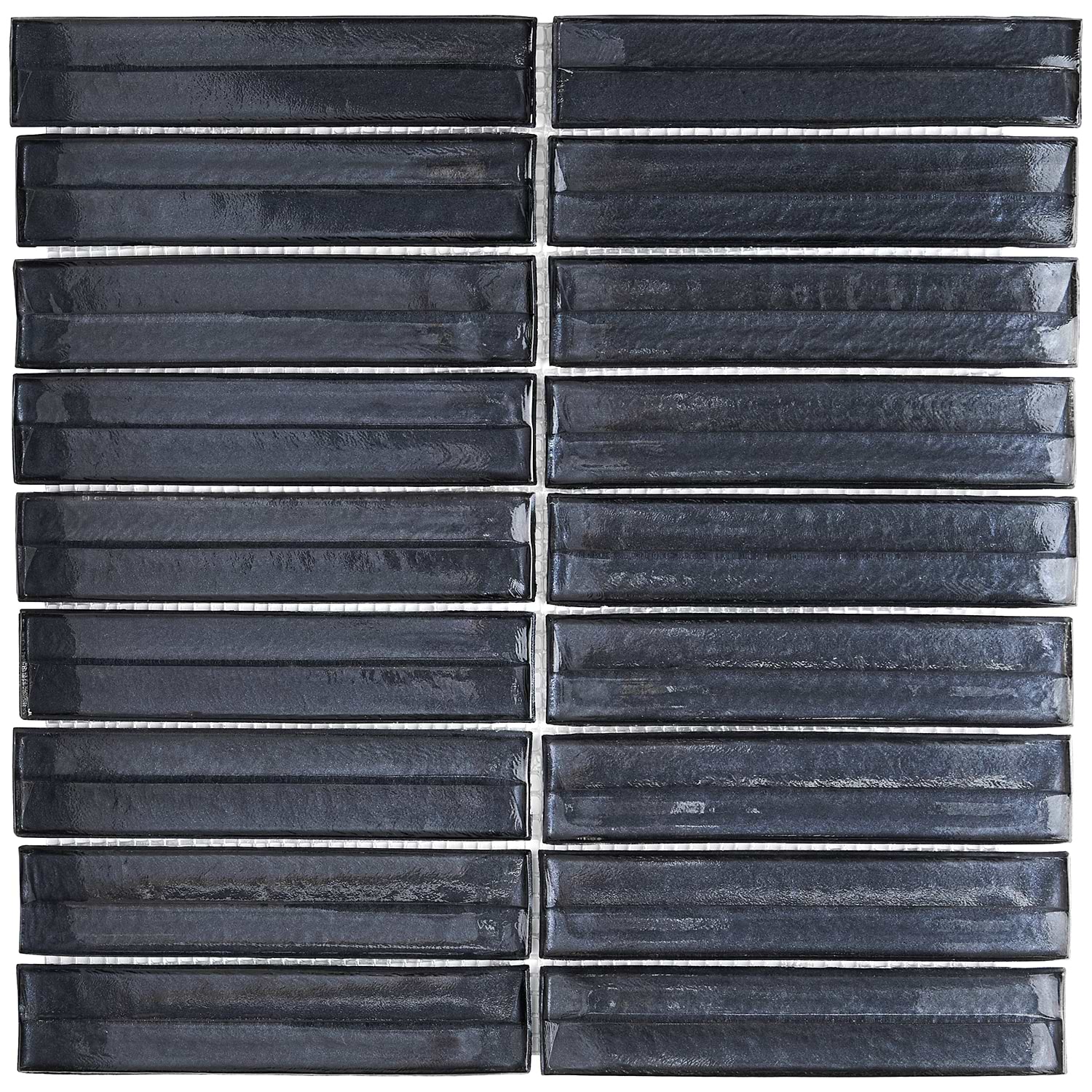 Shop Close Out - Brook Stacked Midnight Gray 1x5 Polished Glass