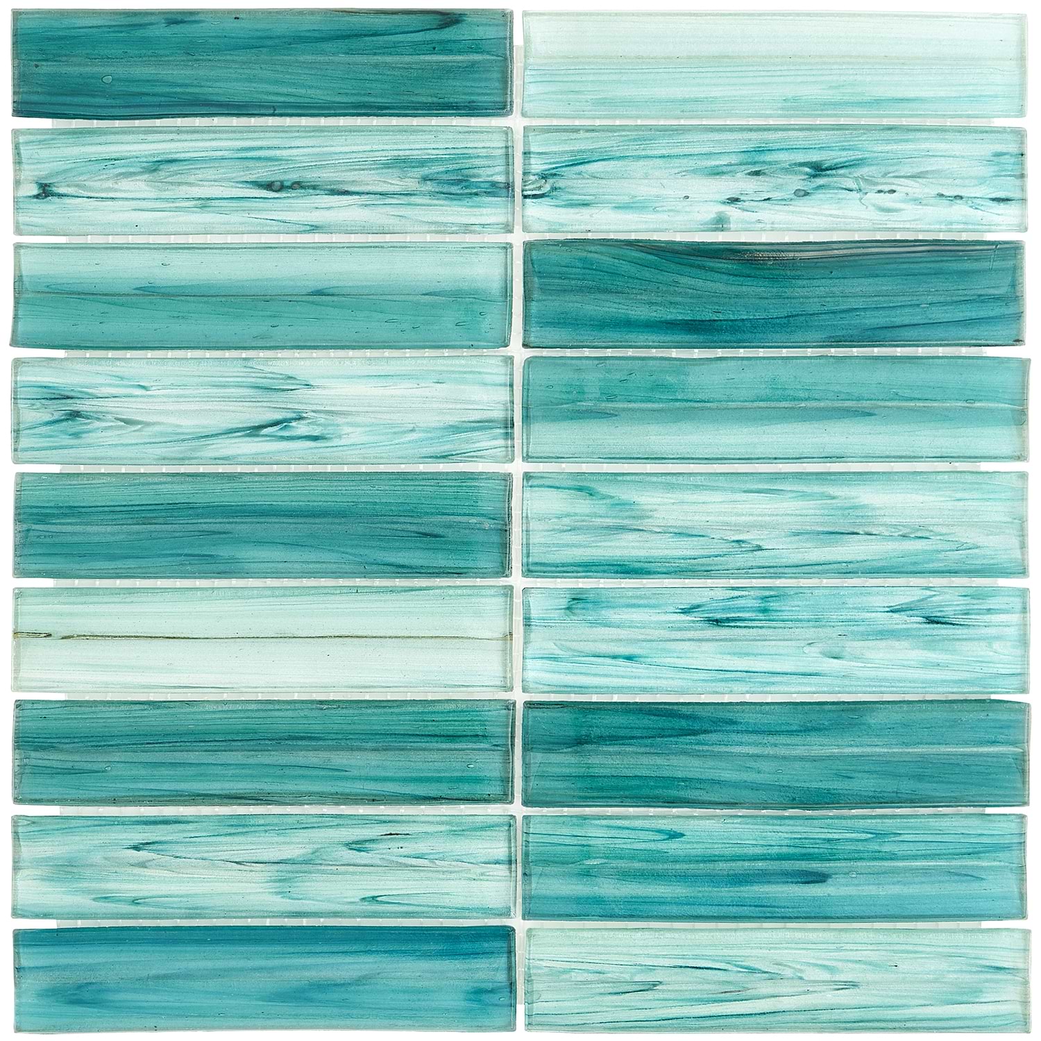 Shop Close Out - Brook Stacked Teal Green 1x5 Polished Glass