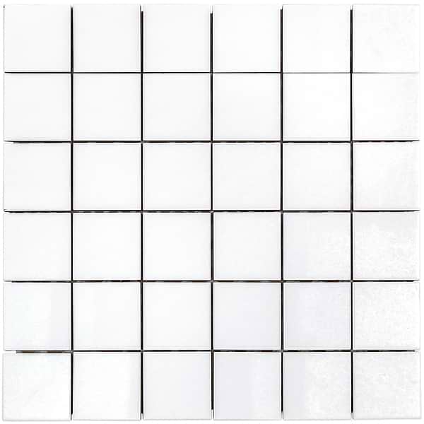 Simple White Squares Crystallized Thassos Tile