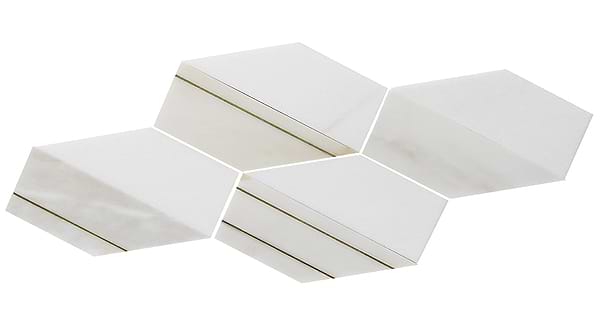 Causeway Bianco 6" Polished Marble and Brass Inlay Mosaic