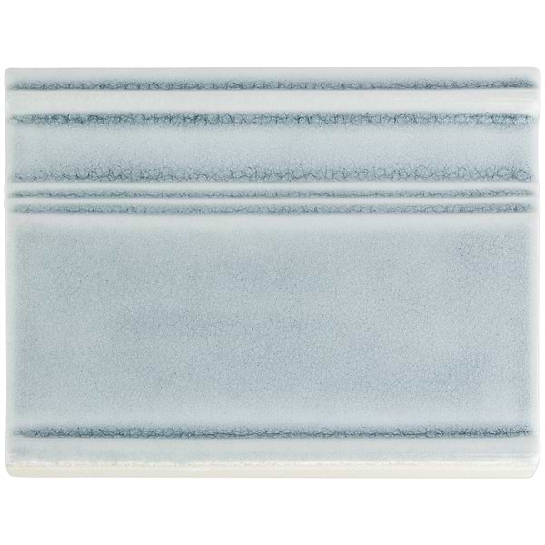 Baroque Glass Crackled Sky Base Molding; in Light Blue Crackled Glass; for Backsplash, Bathroom Wall, Kitchen Wall, Wall Tile; in Style Ideas Art Deco, Classic, Contemporary, Craftsman, Traditional