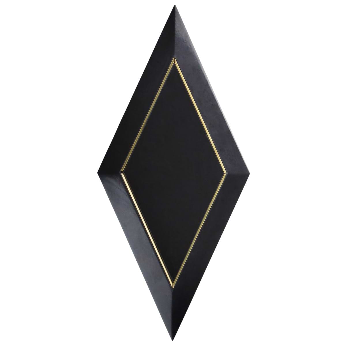 Cabot Black Jade Brass Inlay 6x12 Beveled Polished Marble Tile