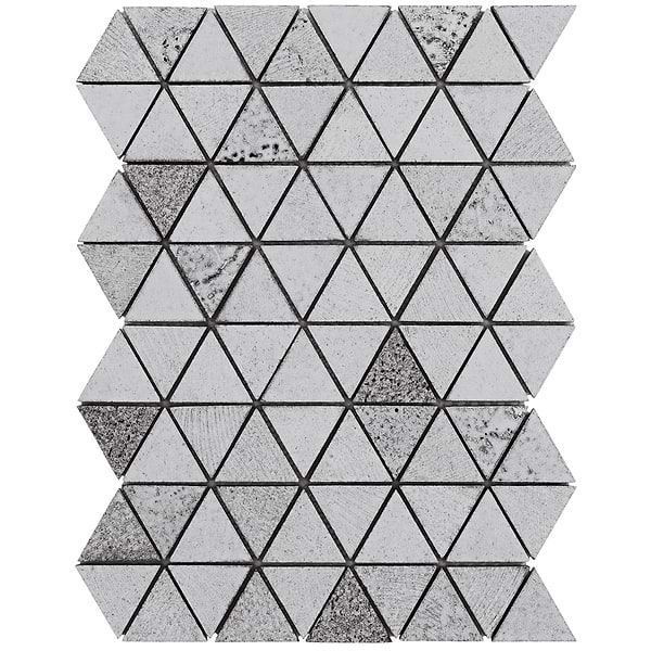 Gowanus White 2" Triangle Glossy Lava Stone Mosaic Tile