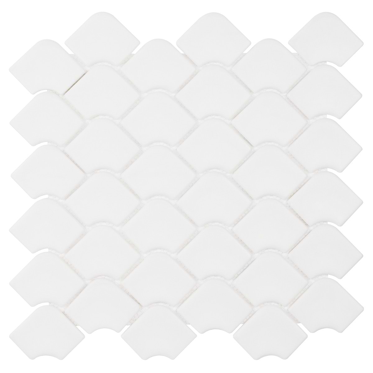 Juniper White 2x3 Fishscale Matte Glass Mosaic Tile