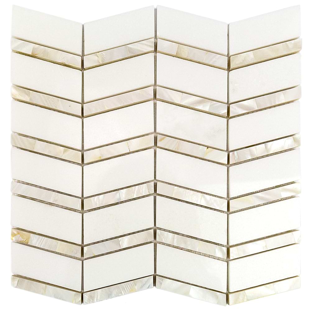 Heraldry White Thassos with Mother of Pearl Line 