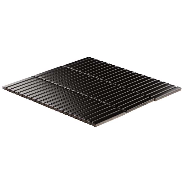 Motek Black 1x4" Tri-Stacked Matte Porcelain Mosaic Tile