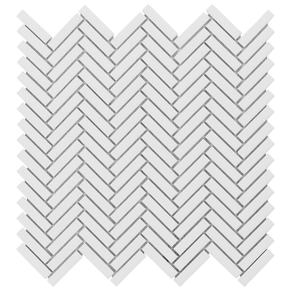 Motek White 1x2" Herringbone Matte Porcelain Mosaic Tile