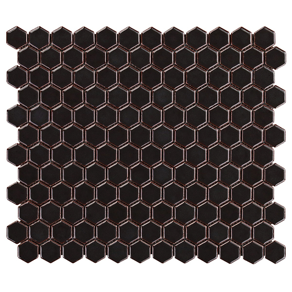 Simple 2.0 Rimmed Charcoal 1" Hexagon Polished Porcelain Mosaic