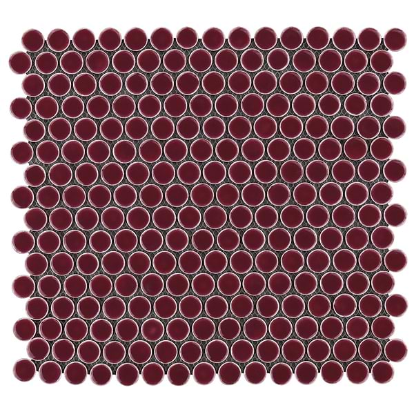 Simple 2.0 Rimmed Plum Penny Rounds Rimmed Porcelain Mosaic