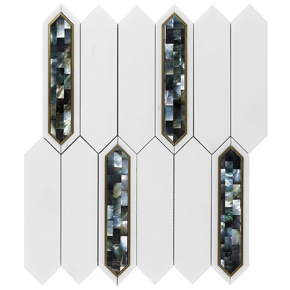 Madelyn Black Pearl - White Thassos- Black Pearl & Brass Polished