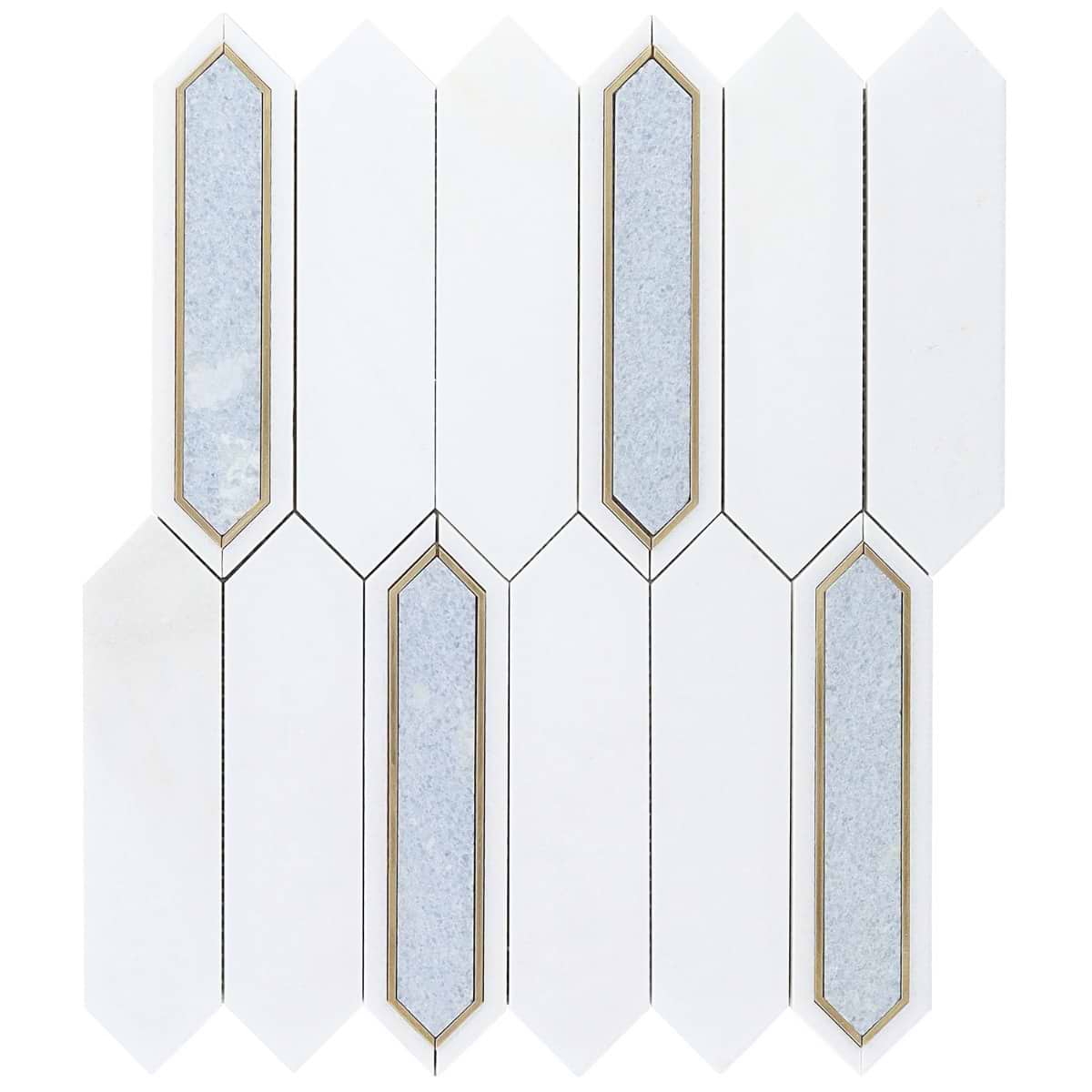 Madelyn Blue - Blue Celeste- White Thassos & Brass Polished Marble + Brass