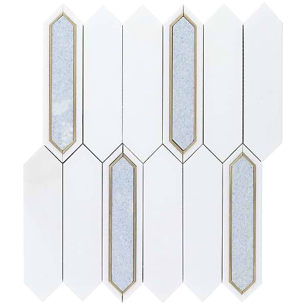 Madelyn Blue - Blue Celeste- White Thassos & Brass Polished Marble + Brass