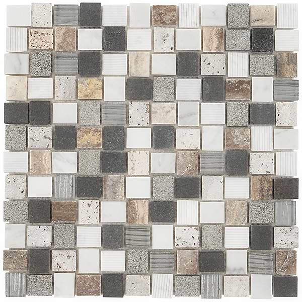 Close Out - Surface Tech Weave River Bed; in White, Tan, Silver, and Graphite Marble + Glass; for Backsplash, Bathroom Wall, Kitchen Wall, Shower Wall, Wall Tile; in Style Ideas Classic, Industrial, Rustic, Traditional, Transitional