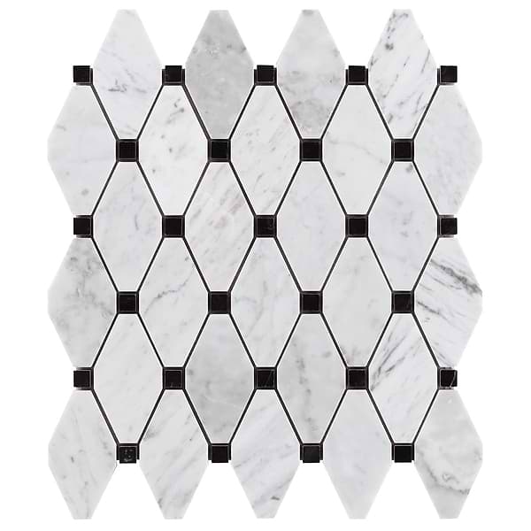 Close Out - Stella White Carrara with Black Dot Polished Marble