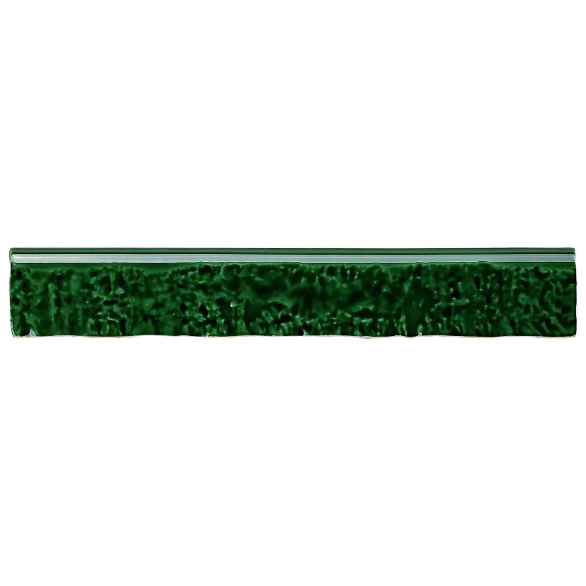 Artist Emerald Green 1.5x9 Crackled Glossy Ceramic Bullnose 