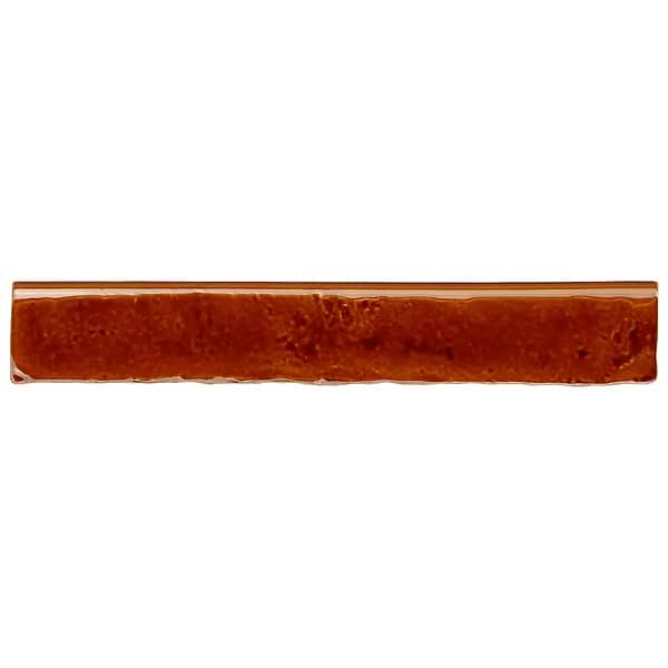 Artist Honey Brown 1.5x9 Crackled Glossy Ceramic Bullnose; in Ochre, Golden Yellow Orange White Body Ceramic; for Backsplash, Bathroom Wall, Kitchen Wall, Shower Wall, Wall Tile; in Style Ideas Beach, Cottage, Craftsman, Mediterranean, Mid Century, Traditional, Transitional