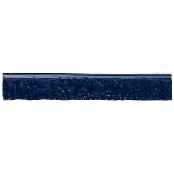 Artist Marine Blue 1.5x9 Glossy Ceramic Bullnose; in Blue White Body Ceramic; for Backsplash, Bathroom Wall, Kitchen Wall, Shower Wall, Wall Tile; in Style Ideas Beach, Cottage, Craftsman, Mediterranean, Mid Century, Traditional, Transitional