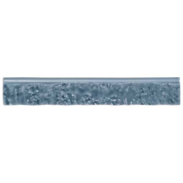 Artist River Blue 1.5x9 Glossy Ceramic Bullnose; in Blue White Body Ceramic; for Backsplash, Bathroom Wall, Kitchen Wall, Shower Wall, Wall Tile; in Style Ideas Beach, Cottage, Craftsman, Mediterranean, Mid Century, Traditional, Transitional