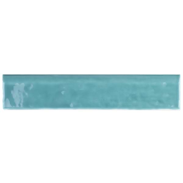 Boston Aquamarine Bullnose; in Green White Body Ceramic; for Backsplash, Bathroom Wall, Shower Wall; in Style Ideas Beach