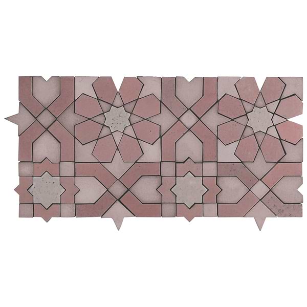 Alpana Fes Terracotta Rosa Mixed Polished Lava Stone and Cement Mosaic Tile